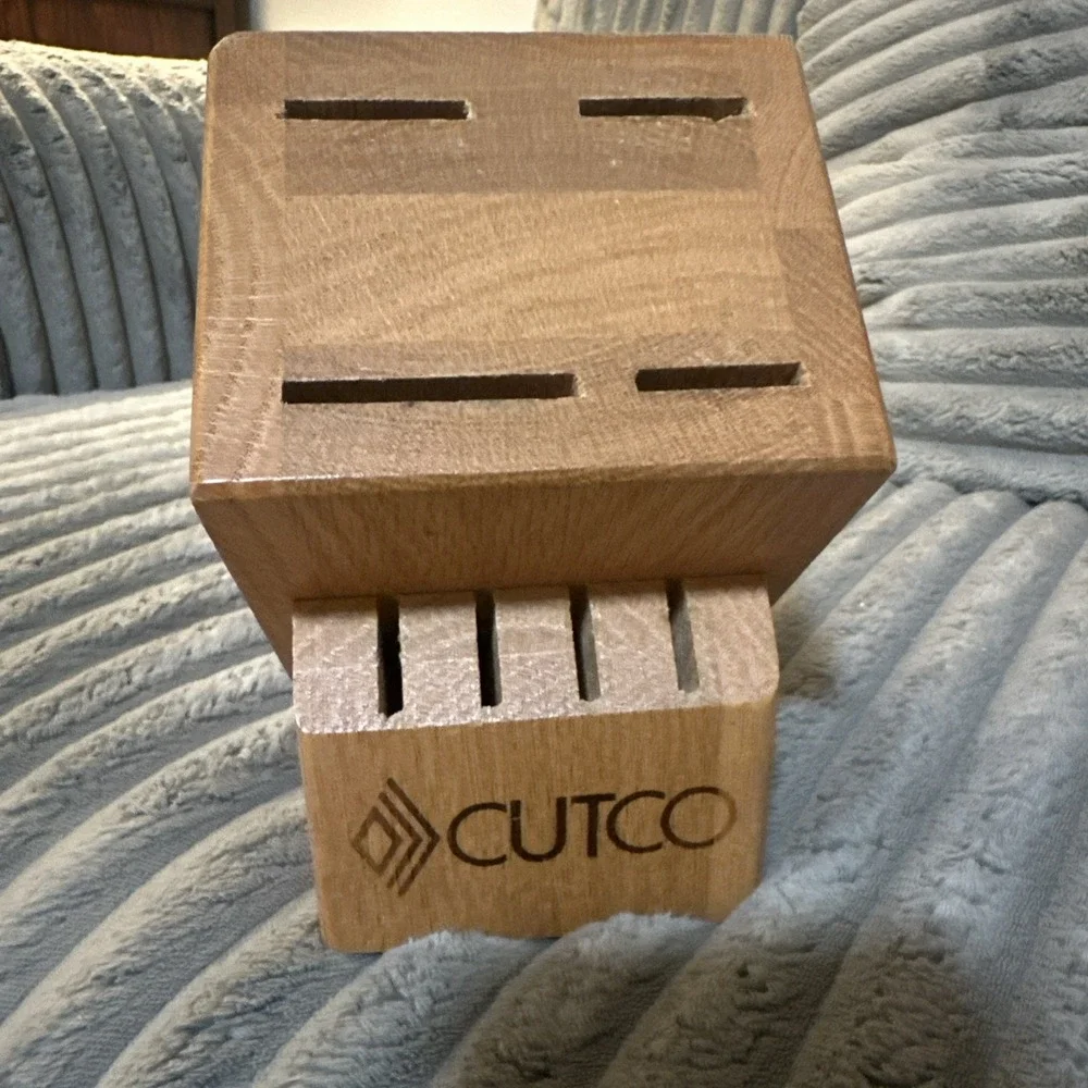 CUTCO 8 Slot Solid Wood Honey Oak Knife Block Holder Made in‎ USA Vtg